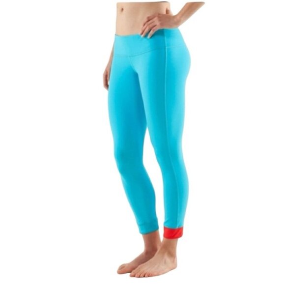 Rare Lululemon Amped Crop Spry Blue / Sizzle / Love Red size 8 - Picture 3 of 8